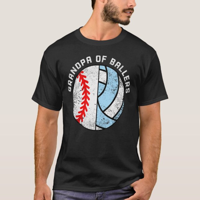 Camiseta Vovô De Balas De Beisebol Gran De Voleibol (Frente)