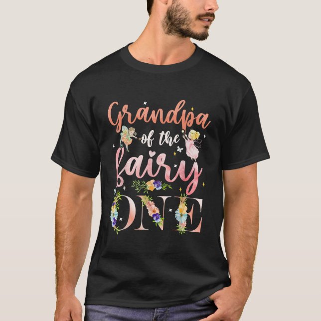 Camiseta Vovô De Fada, Um primeiro aniversario De Decoração (Frente)