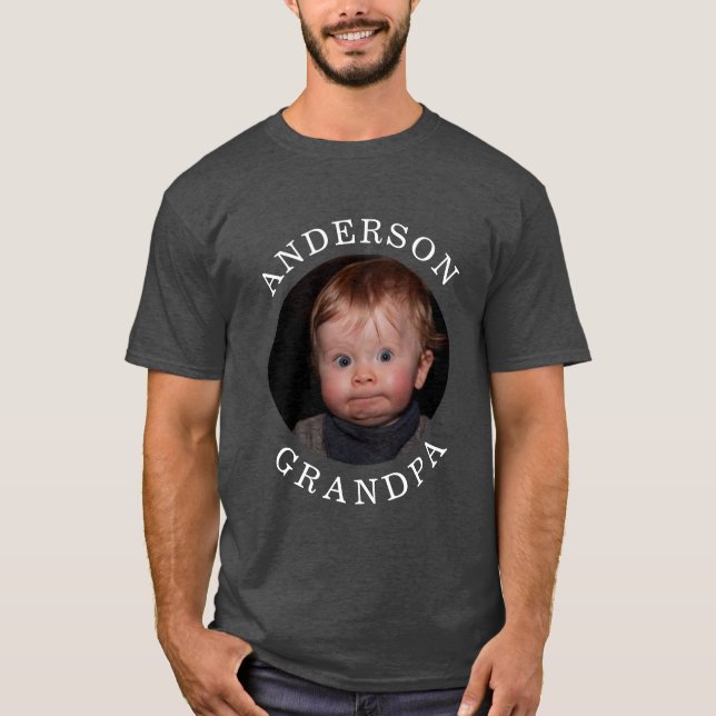 Camiseta Vovô de Foto Personalizada para Criança Moderna (Frente)