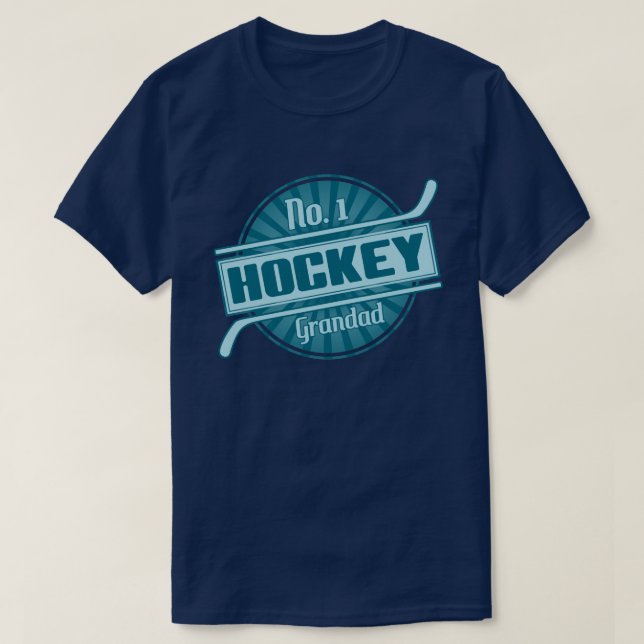 Camiseta Vovô de Hockey T-Shirt com Nome e Impressão de Núm (Frente do Design)