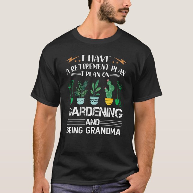 Camiseta Vovó de jardinagem aposentada vovó plantações jard (Frente)
