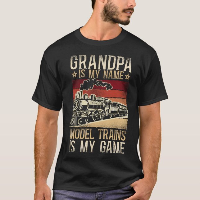 Camiseta Vovô De Locomotivas De Comboio É Meu Nome Modelo D (Frente)