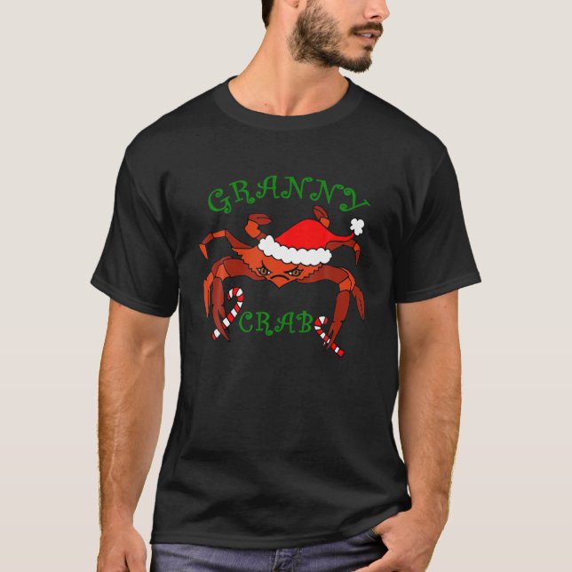 Camiseta Vovó de Natal Caranguejo Santa Hat Fama Engraçada (Frente)
