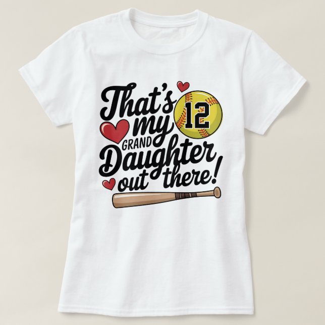 Camiseta Vovó de Softball Que é o costume da minha neta (Frente do Design)