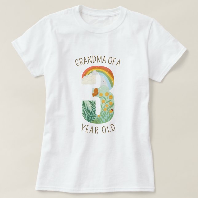Camiseta Vovó de um Amante Natural de Três Anos (Frente do Design)