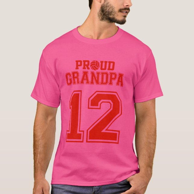 Camiseta Vovô de Voleibol Orgulhoso Número 12 R (Frente)