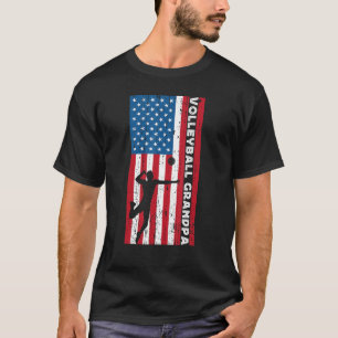 Camiseta Vovô De Voleibol Para Homens E Bandeira Americana