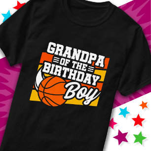 Camiseta Vovô do Birthday Boy do Partido de Basquete para C