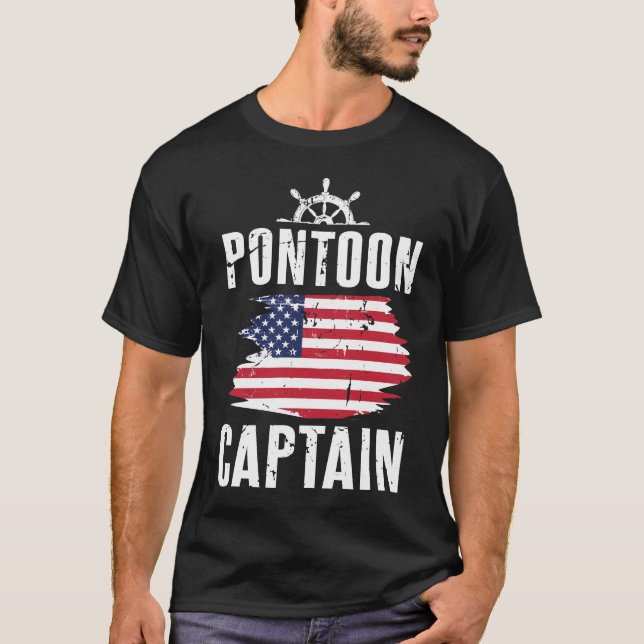 Camiseta Vovô do capitão Americano Barco Bandeira Pai do (Frente)