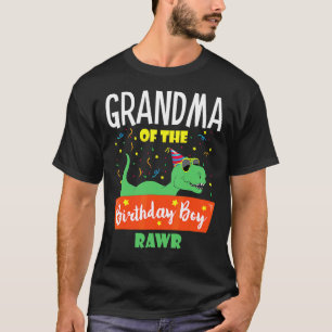 Camiseta Vovó Do Garoto Raptor De Dinossauro De Aniversário