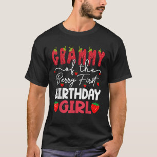 Camiseta Vovó do Primeiro Aniversário da Menina do Morango