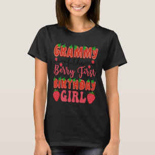 Camiseta Vovó Do Primeiro Aniversário Da Menina Morango