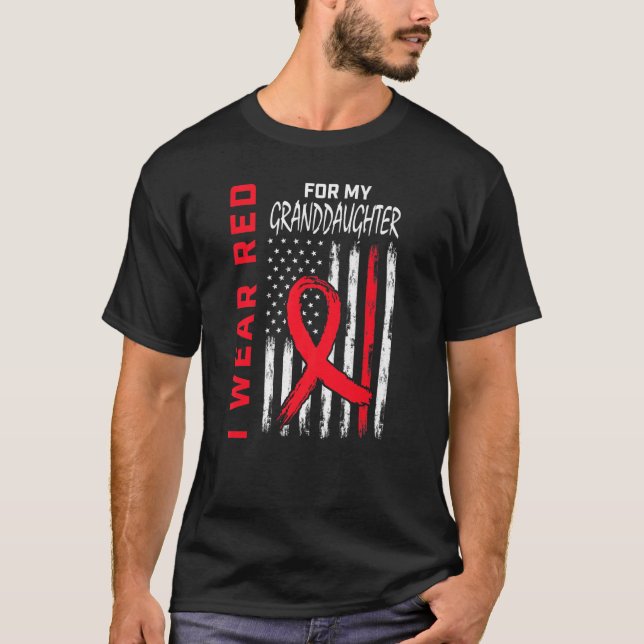 Camiseta Vovô Doença Cardíaca Sensibilização Sinalizador Co (Frente)