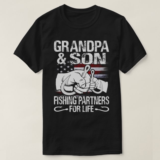 Camiseta vovô e saias-casadas do Filho Parceiros de Pesca (Frente do Design)