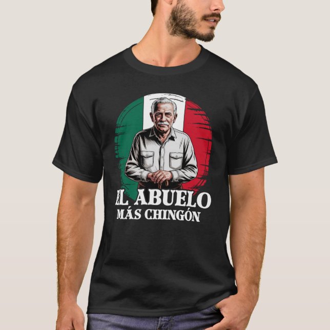 Camiseta Vovô El Abuelo Mas Chingon Bandeira Mexicana (Frente)