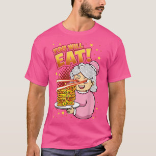Camiseta Vovó Engraçada Diz Vovó Comendo Comida Vovó
