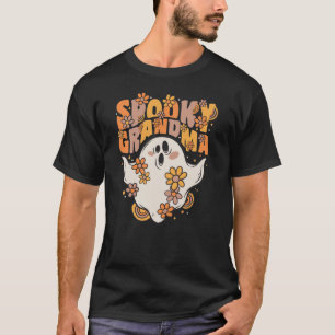 Camiseta Vovó Espantalho Groovy Ghost Com Flores Vintage