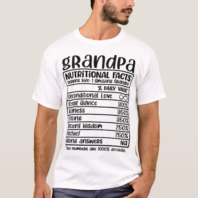 Camiseta Vovô Fatos Nutricionais Engraçados (Frente)