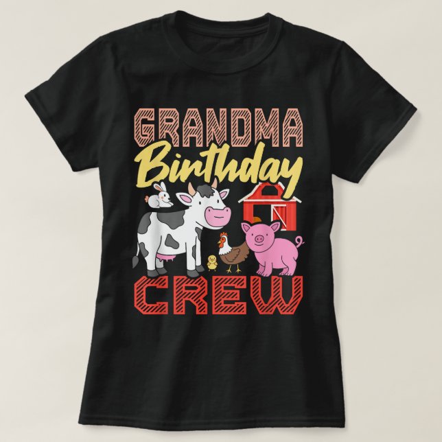 Camiseta Vovó, Festa de aniversário de animais de criação (Frente do Design)