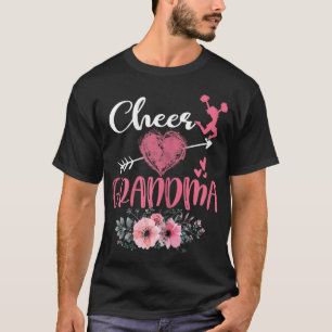 Camiseta Vovó Floral Engraçado Cheerleader Coração Mothe