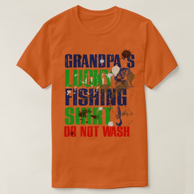 Camiseta Vovô Funny Lucky Fisheries NÃO LAVAR A Pesca (Frente do Design)