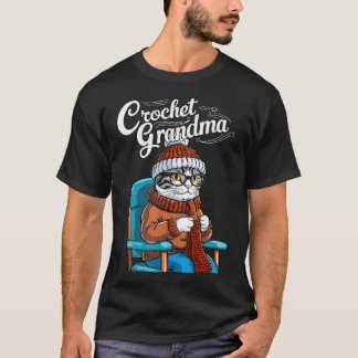 Camiseta Vovó Gatinho Crochê Tricô Vovó Nana Tricô