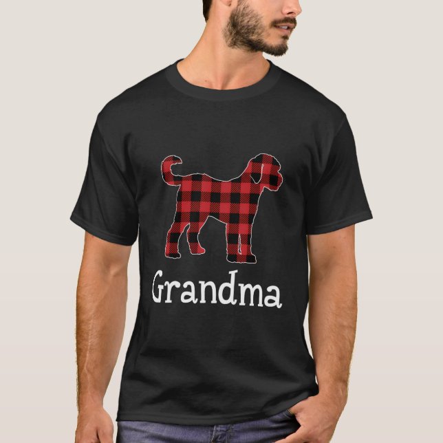Camiseta Vovó Goldendoododle Cachorro Vermelho Xadrez Famíl (Frente)