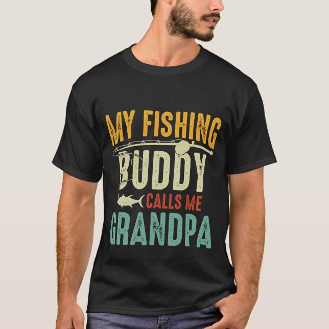 Camiseta Vovô legal pescando arte de amiguinho (Frente)