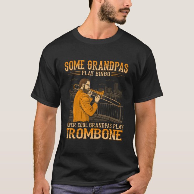Camiseta Vovô legal Toca Trombone - Velho Grungy Western S (Frente)