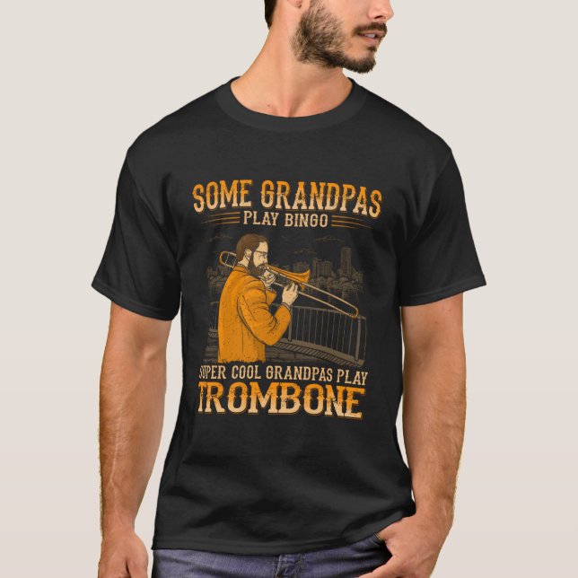 Camiseta Vovô legal Toca Trombone - Velho Grungy Western S (Frente)