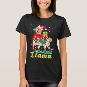 Camiseta Vovó Lhama Usa Chapéu de Papai Noel Roupa de Pijam