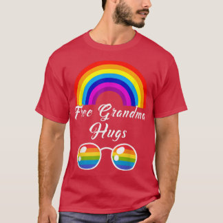Camiseta Vovó Livre Abraça Óculos LGBT Arco-Íris Gay Prid