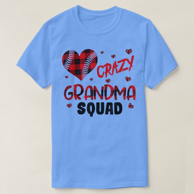 Camiseta Vovó Louca Esquadrão Engraçado Beisebol Coração Av (Frente do Design)