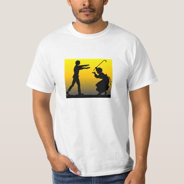 Camiseta Vovó luta um zumbi (Frente)