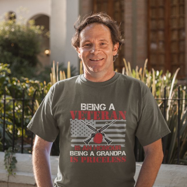 Camiseta Vovô militar veterano Patriótico (Criador carregado)