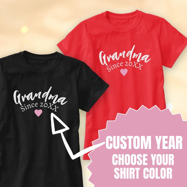 Camiseta Vovó Moderna Desde O Ano Personalizado Nova Avó (Modern Grandma Since Custom Year New Grandmother T-Shirt)