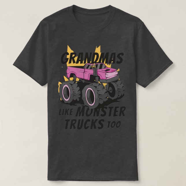 Camiseta Vovó Monster Truck Esmagando (Frente do Design)