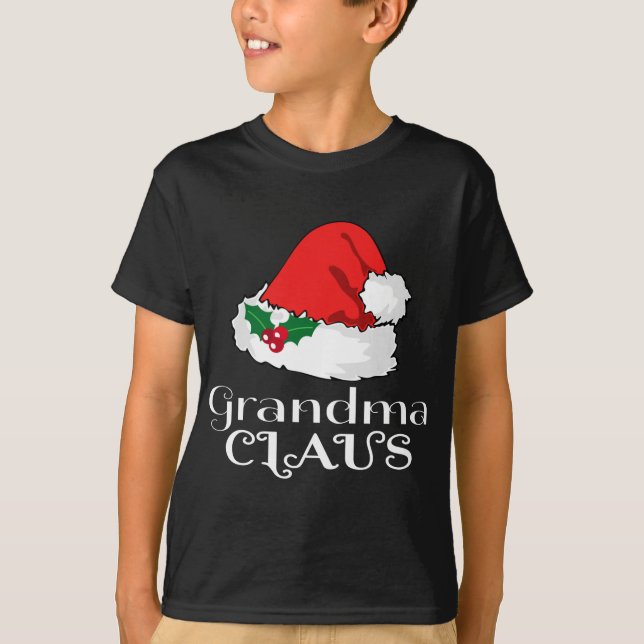 Camiseta Vovó Natal Claus Correspondendo Pajama Santa Hat (Frente)
