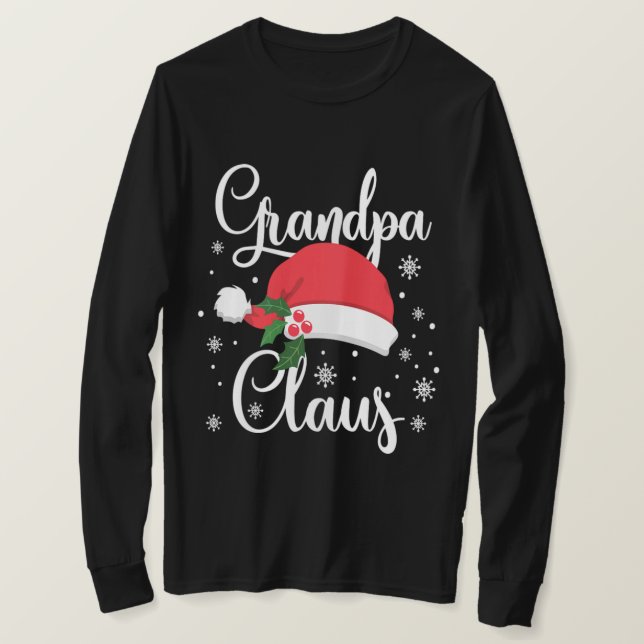 Camiseta Vovô Natal Claus Correspondendo Pajama Santa Hat (Frente do Design)