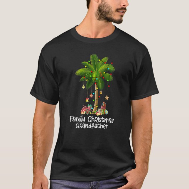 Camiseta Vovô Natal Familiar Xmas Light Coconut Tropic (Frente)