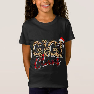 Camiseta Vovó Natal Santa Hat Gigi Claus Leopard Buf