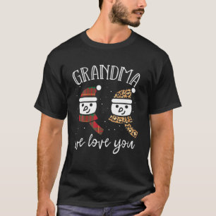 Camiseta Vovó Nós Te Amamos Plaid Leopardo de Natal Homem d