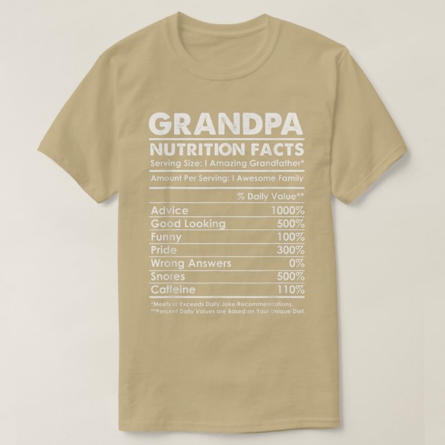 Camiseta Vovô Nutrição Fata Presente Para Pai Engraçado (Frente do Design)