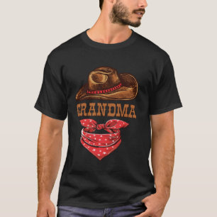 Camiseta Vovó Ocidental Aniversário Cowboy Cowgirl Família 