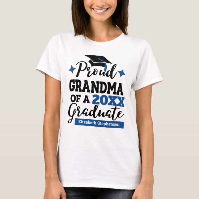 Camiseta Vovó Orgulhosa de 2022 formando de tassel azul pre (Frente)