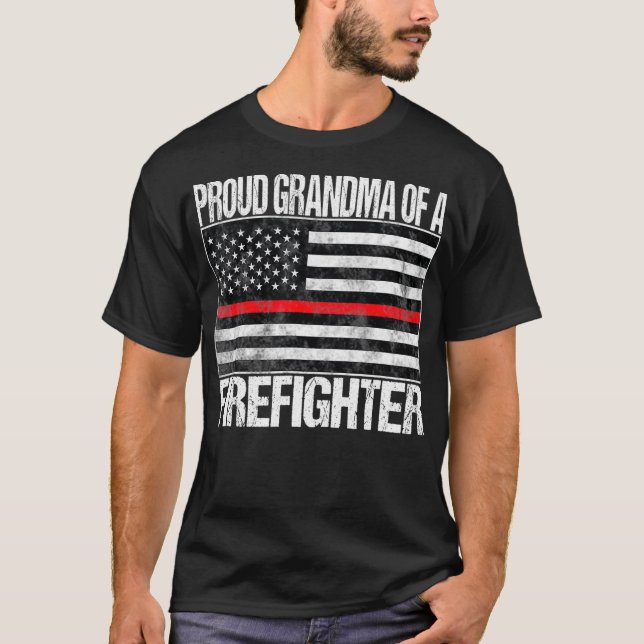 Camiseta Vovó orgulhosa de bombeiro bombeiro (Frente)