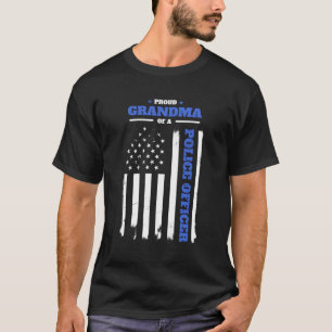 Camiseta Vovó Orgulhosa De Policial Bandeira Americana
