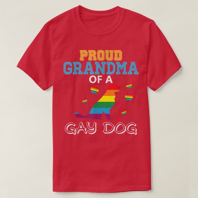 Camiseta Vovó Orgulhosa De Um Cão Gay Orgulho Lésbico LGBT  (Frente do Design)