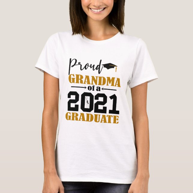 Camiseta Vovó Orgulhosa de um Formando de 2021 (Frente)