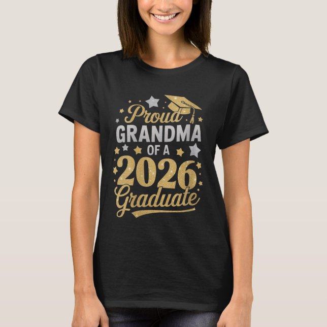 Camiseta Vovó Orgulhosa De Um Formando De 2026, Mais velho  (Frente)